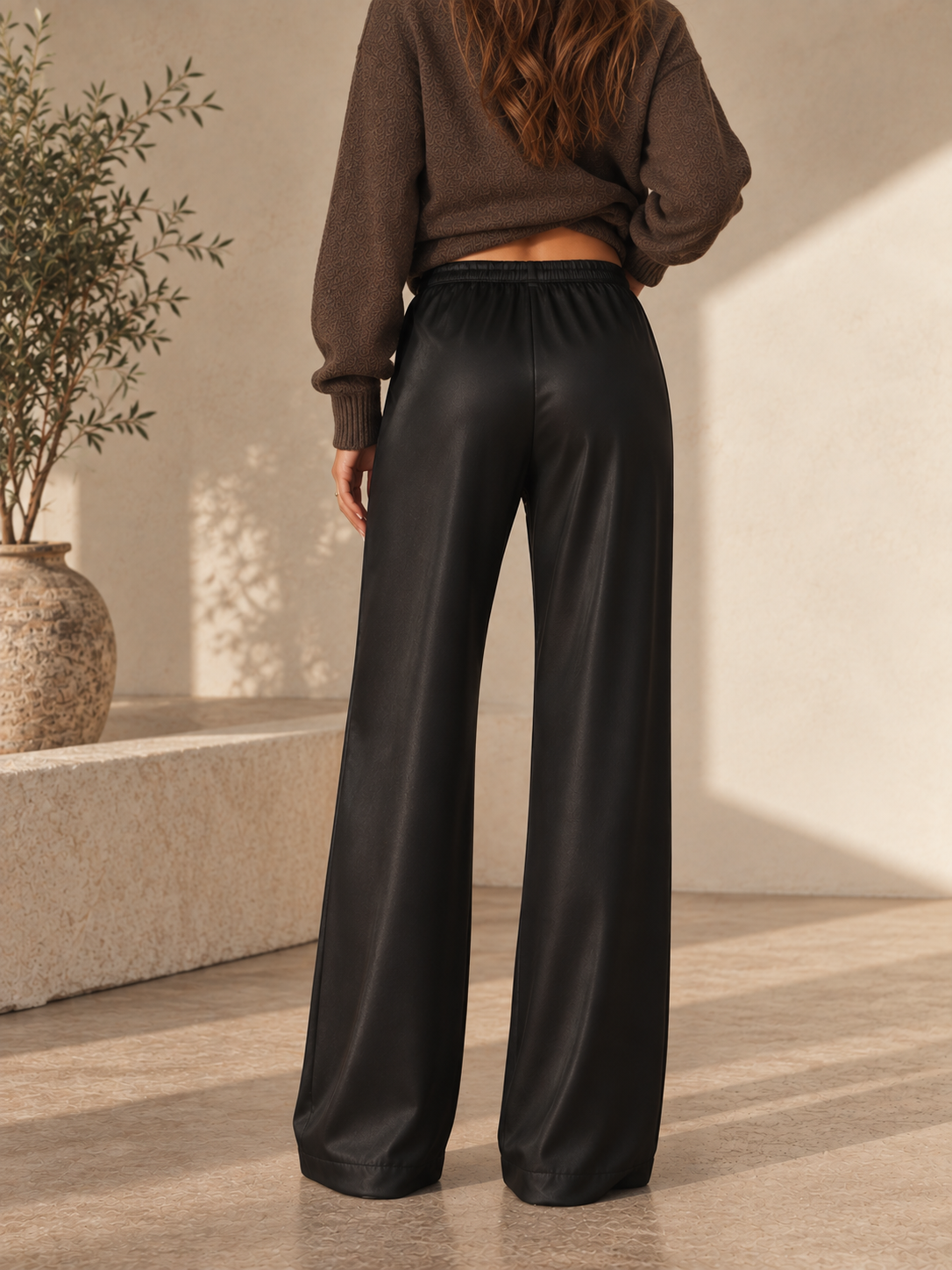 Arona Satin-Hose mit weitem Bein