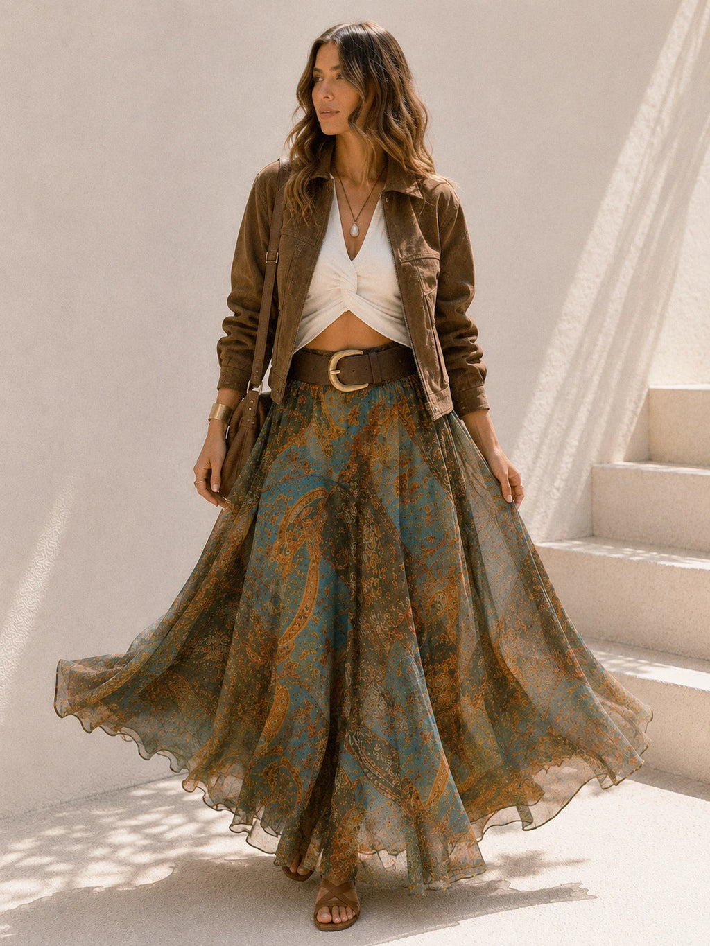 Valencia Paisley Skirt with Belt